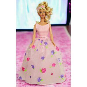 Barbie Rose Princess Doll Magic Growing Hair Pink Glitter Dress Skirt Earrings